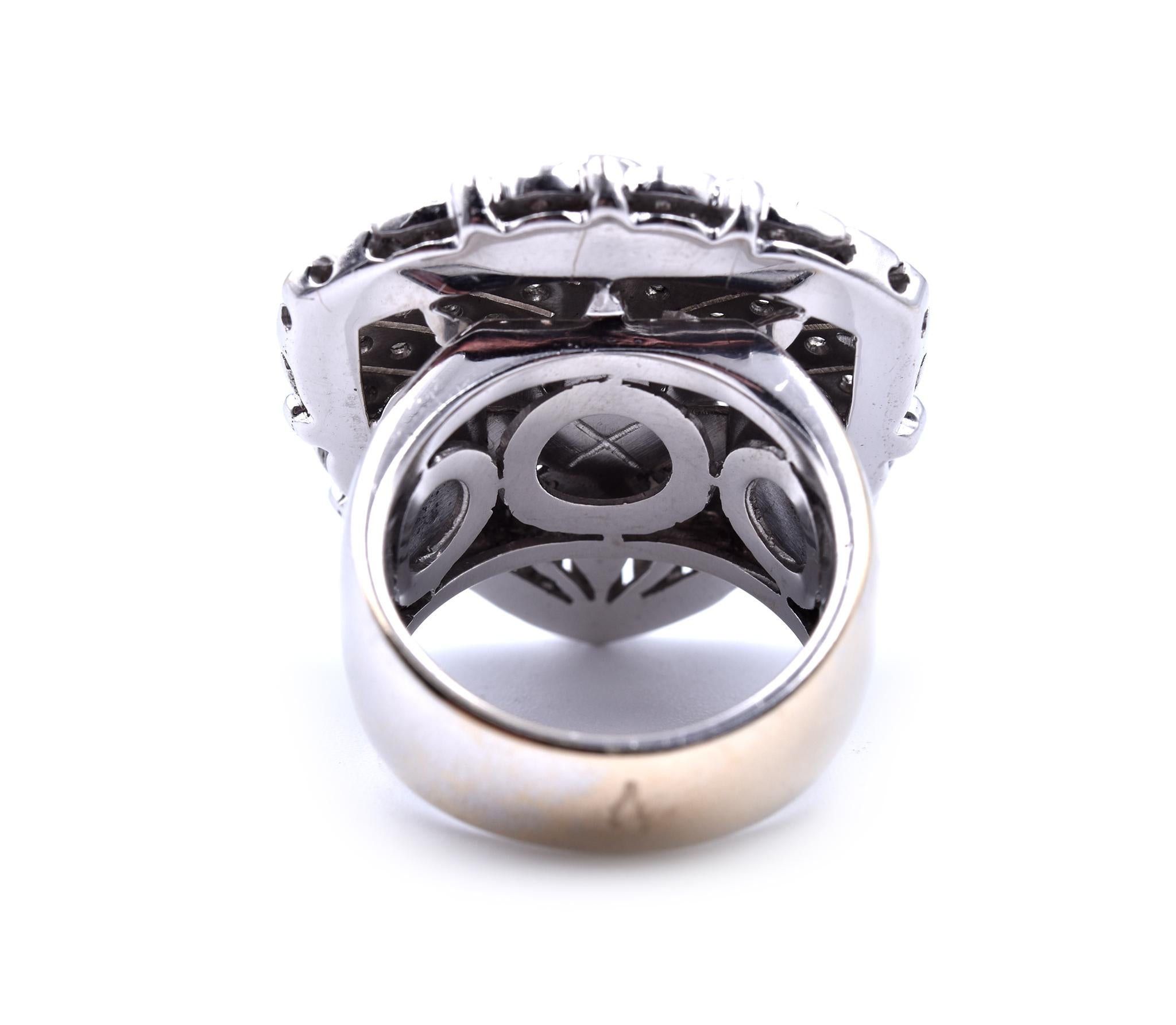 18 Karat Weißgold Diamant-Ohrringe und Ring (Rundschliff)