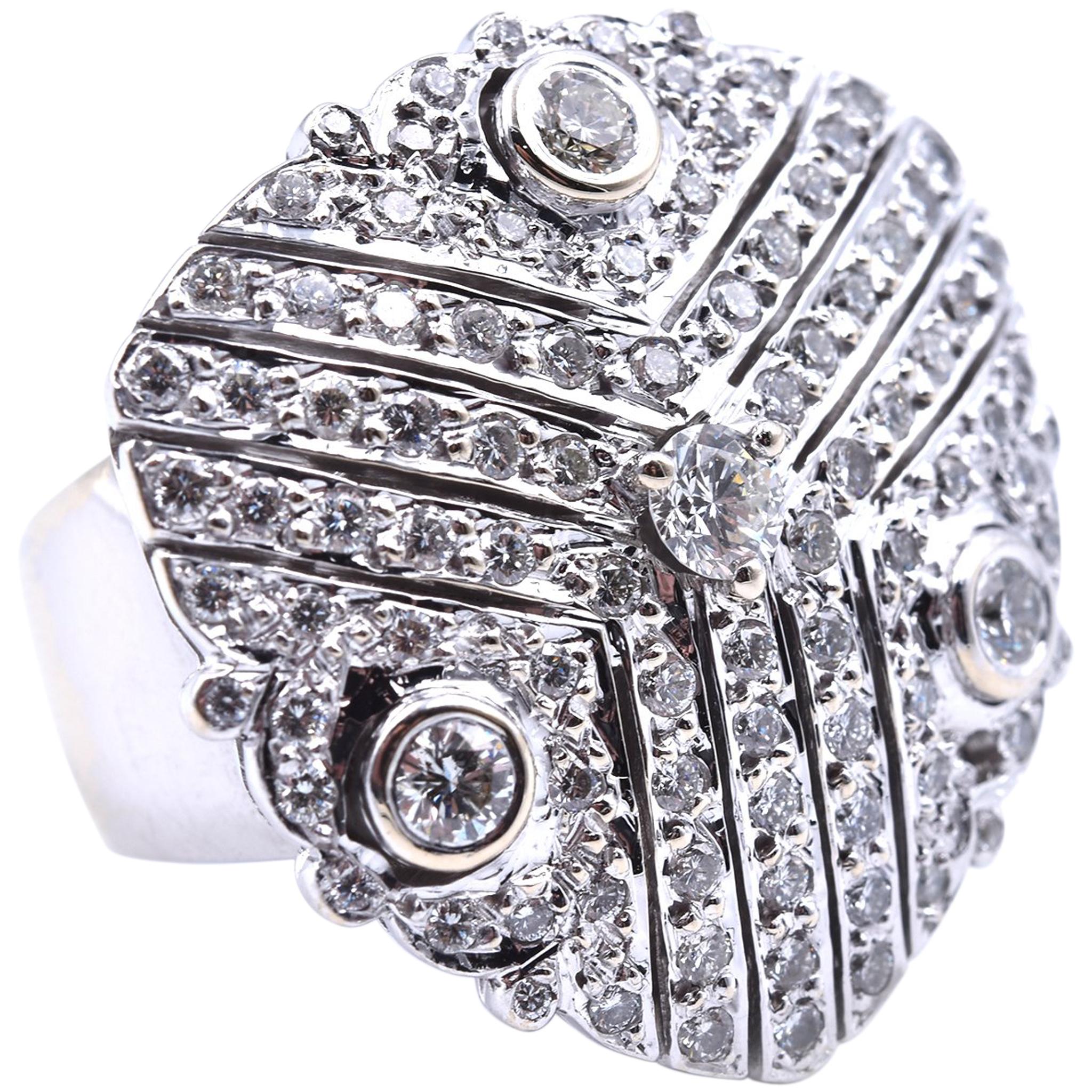 18 Karat Weißgold Diamant-Ohrringe und Ring