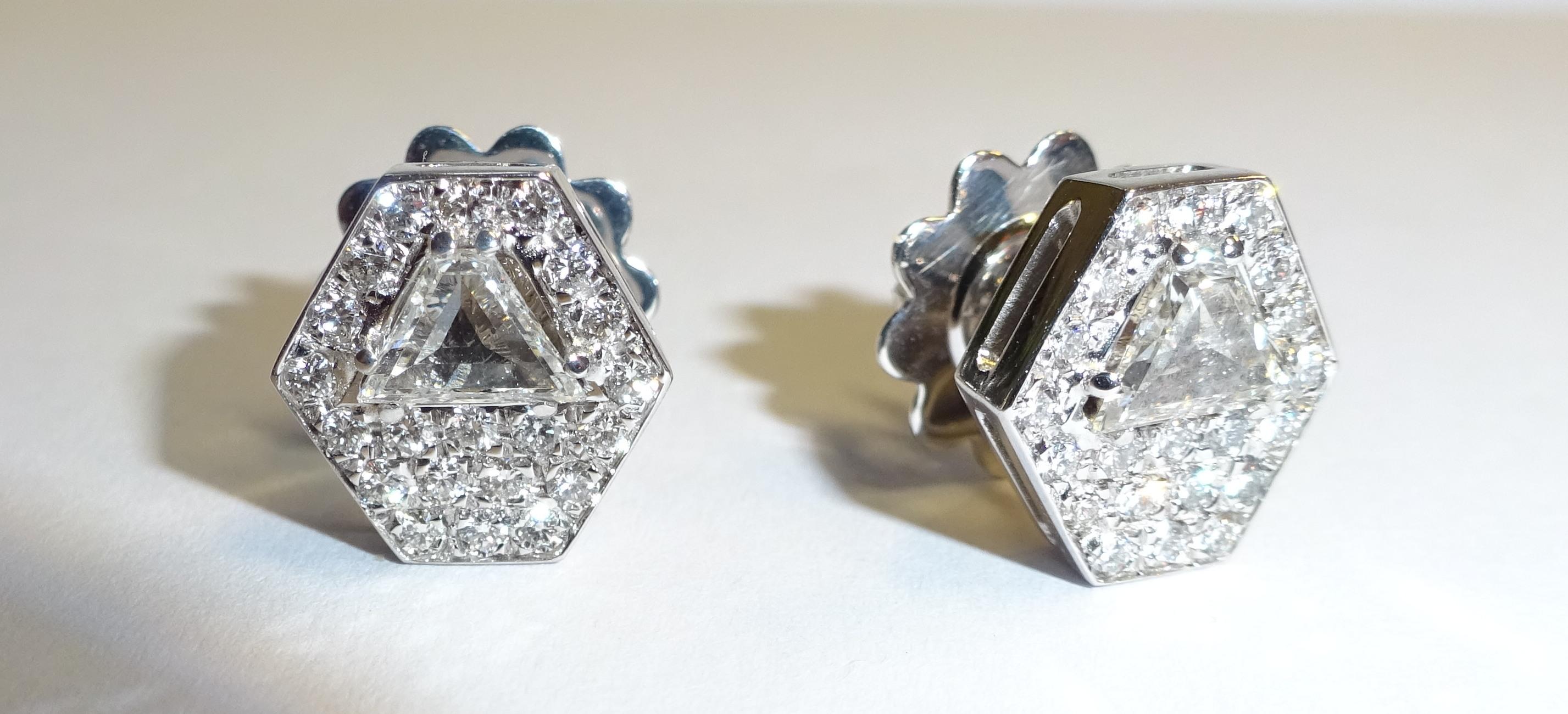18 Karat Weißgold Diamant  Ohrringe im Zustand „Neu“ im Angebot in Duesseldorf, DE