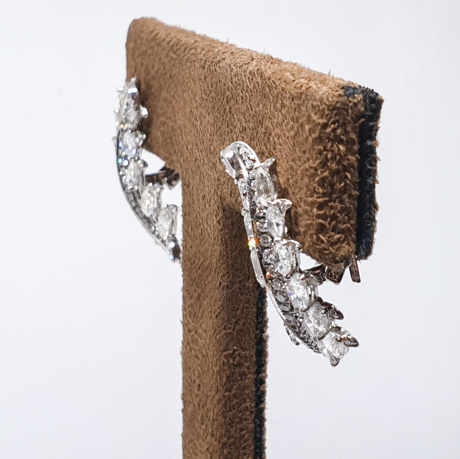 Women's 18 Karat White Gold and Diamond Earrings