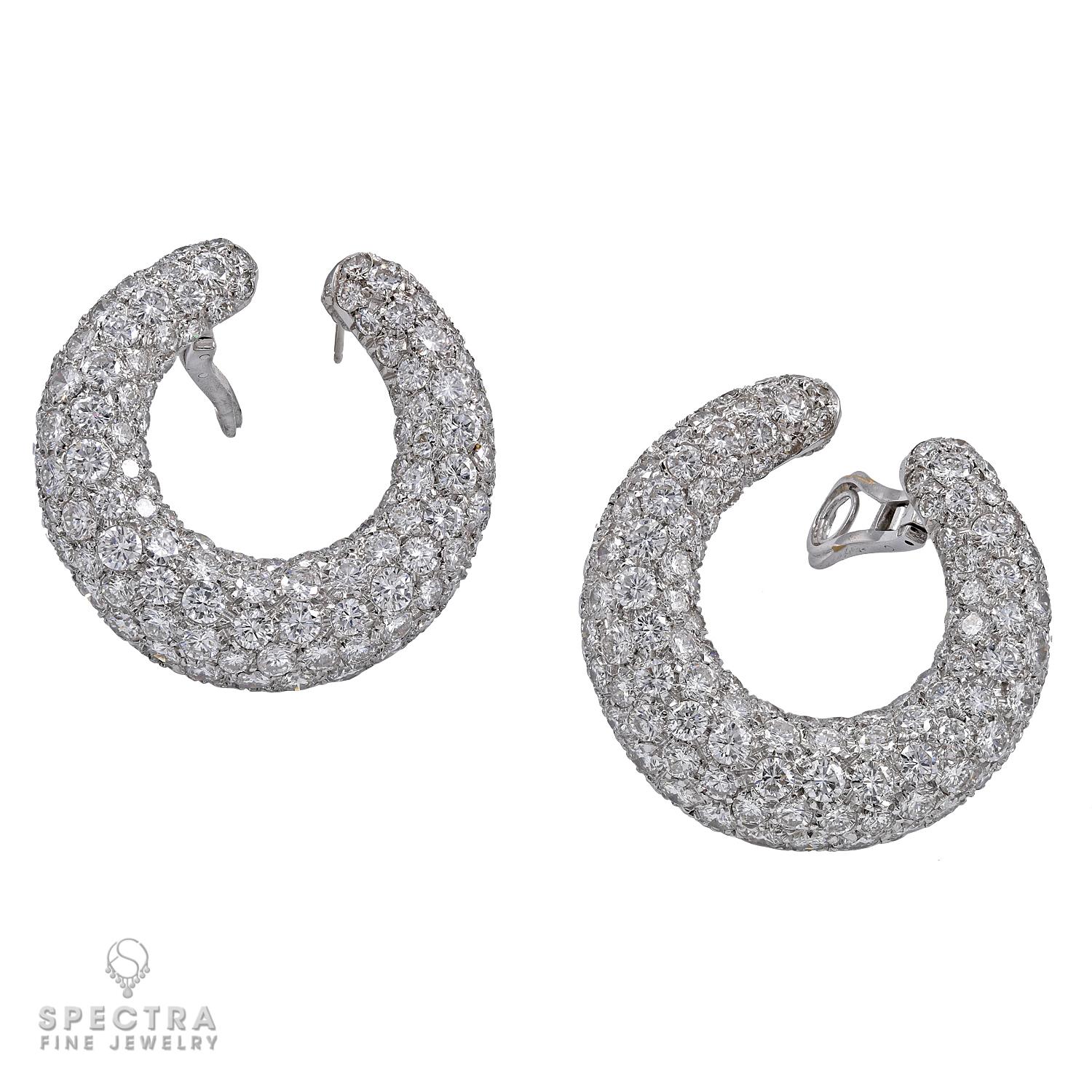 Contemporary 18kt White Gold Diamond Hoop Earrings For Sale