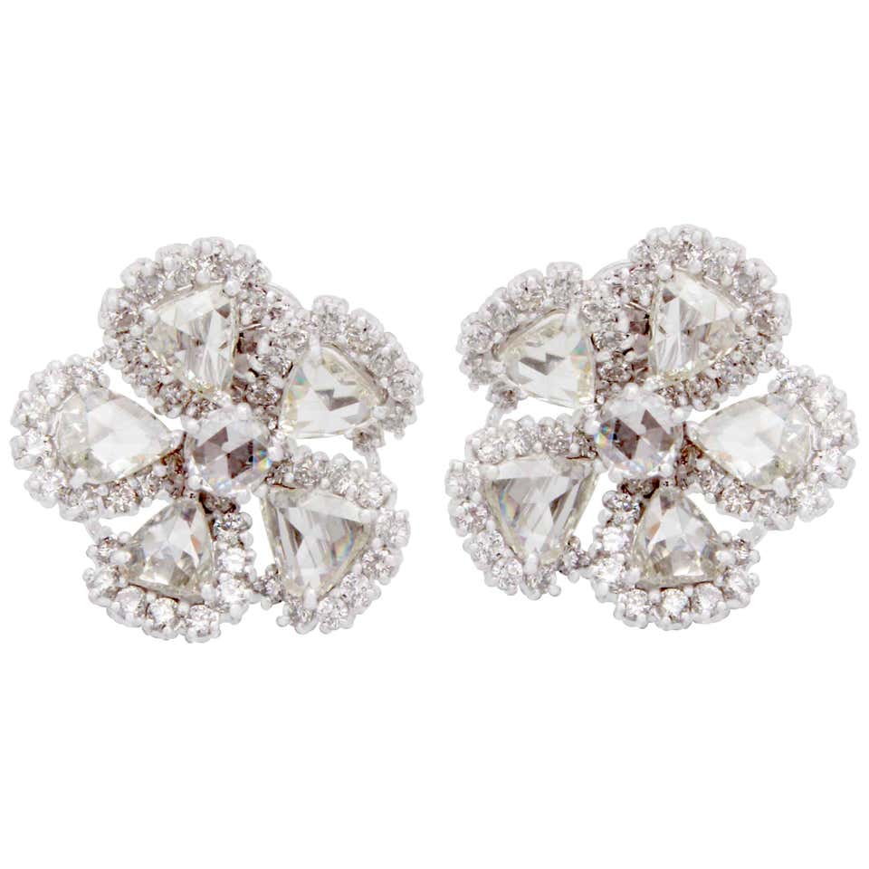 Rock by Marli 18 Karat White Gold Cuff Diamond Earrings For Sale at 1stdibs