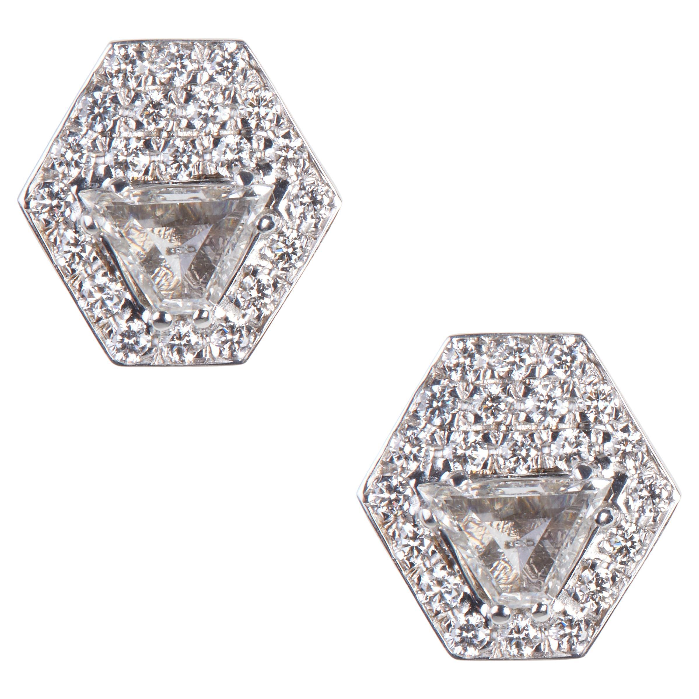 18 Karat Weißgold Diamant  Ohrringe im Angebot