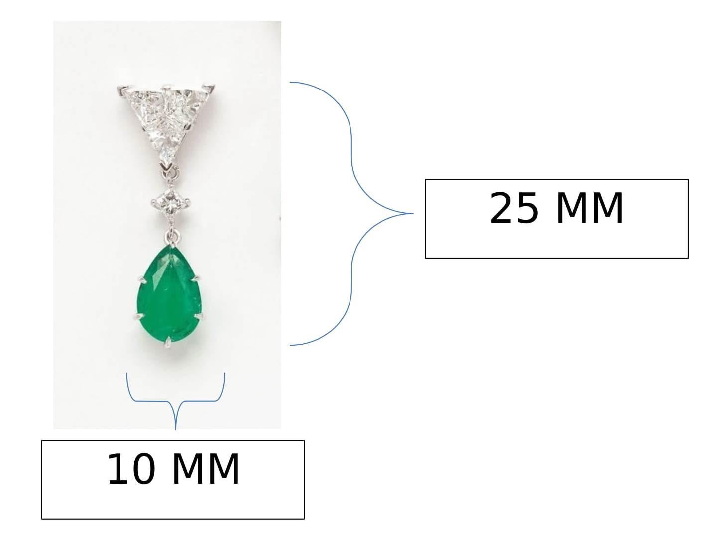 Women's 18 Karat White Gold Diamond & Emerald Earrings For Sale