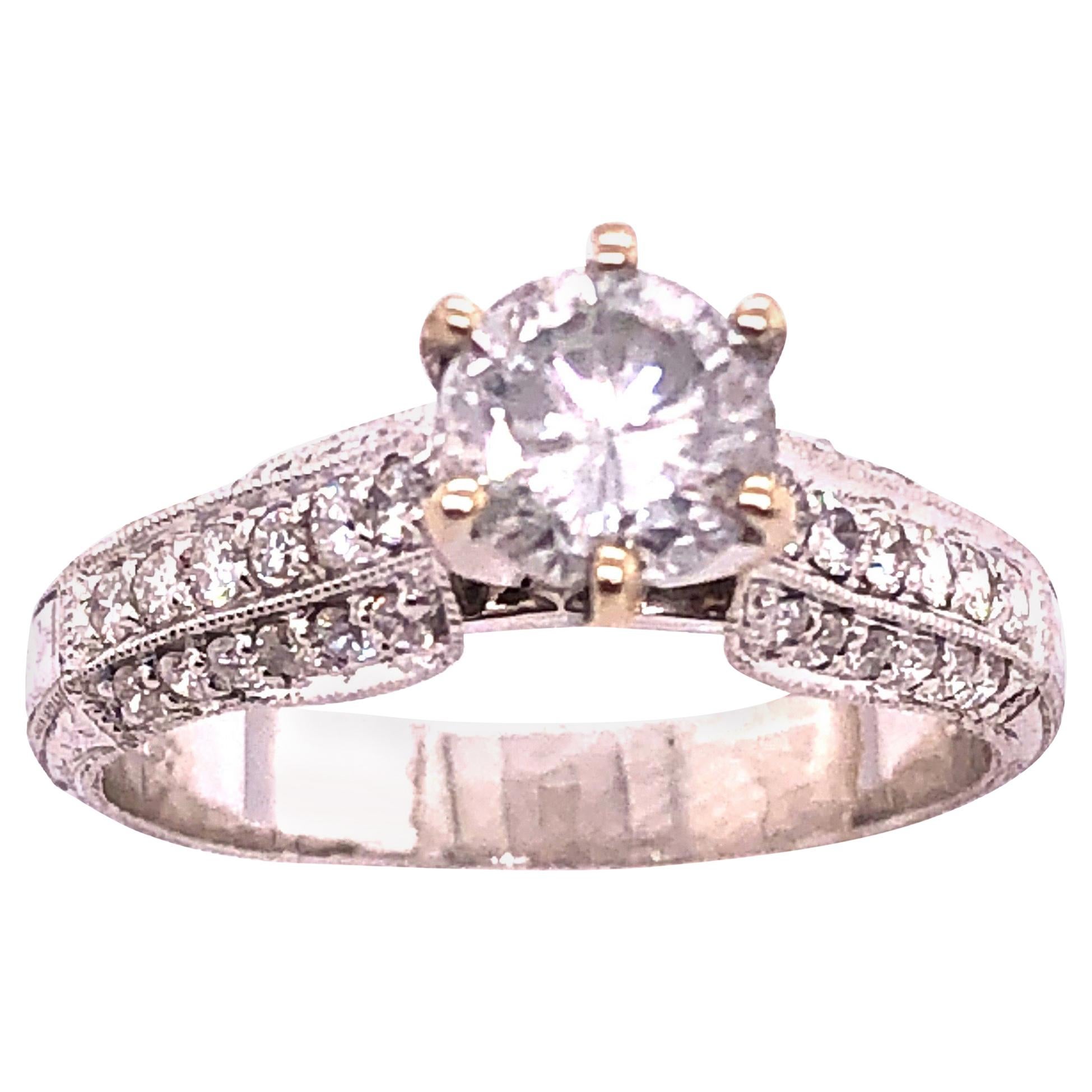 18 Karat White Gold Diamond Engagement Ring 1.40 Total Diamond Weight For Sale