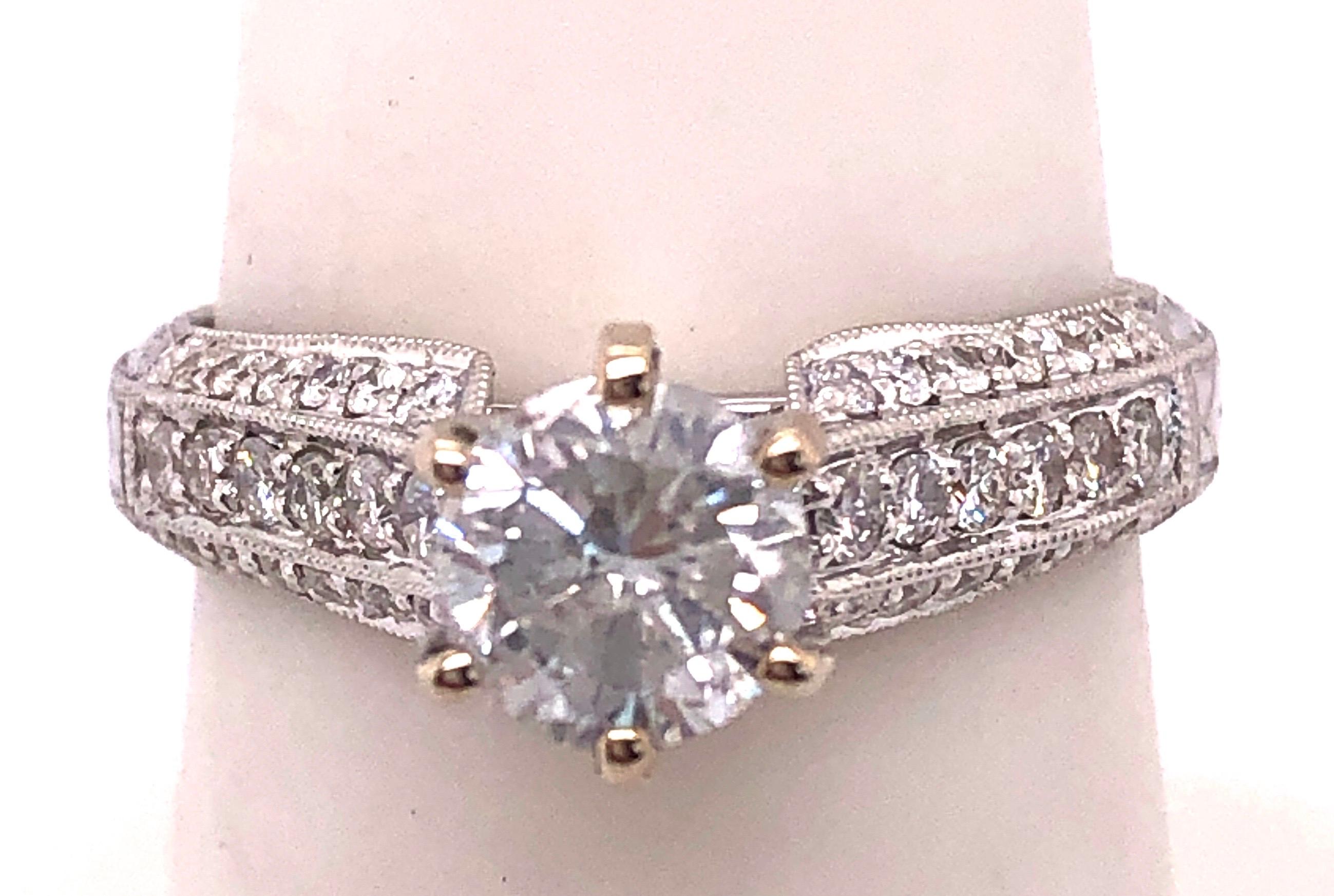 18 Karat White Gold Diamond Engagement Ring 1.40 Total Diamond Weight For Sale 1