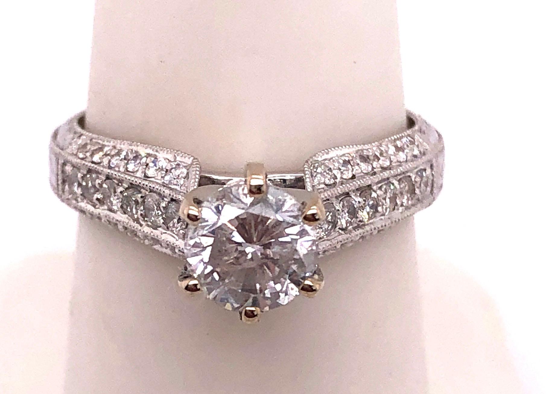 18 Karat White Gold Diamond Engagement Ring 1.40 Total Diamond Weight For Sale 2