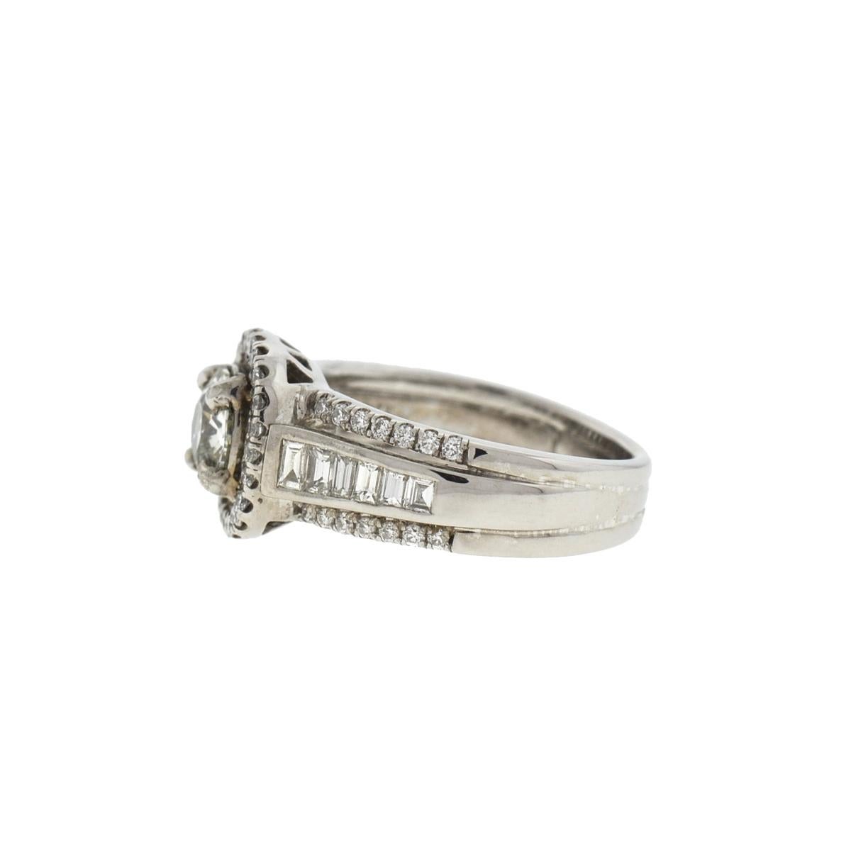 Women's 18 Karat White Gold Diamond Engagement Ring 1.55 Carat Tw