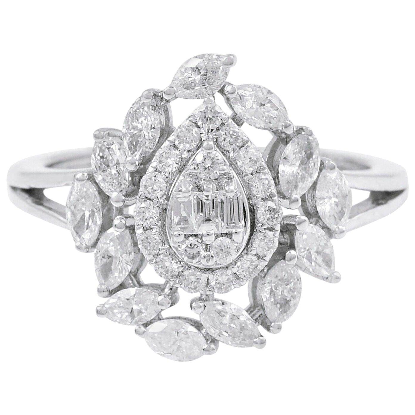 Bague de fiançailles en or blanc 18 carats et diamants