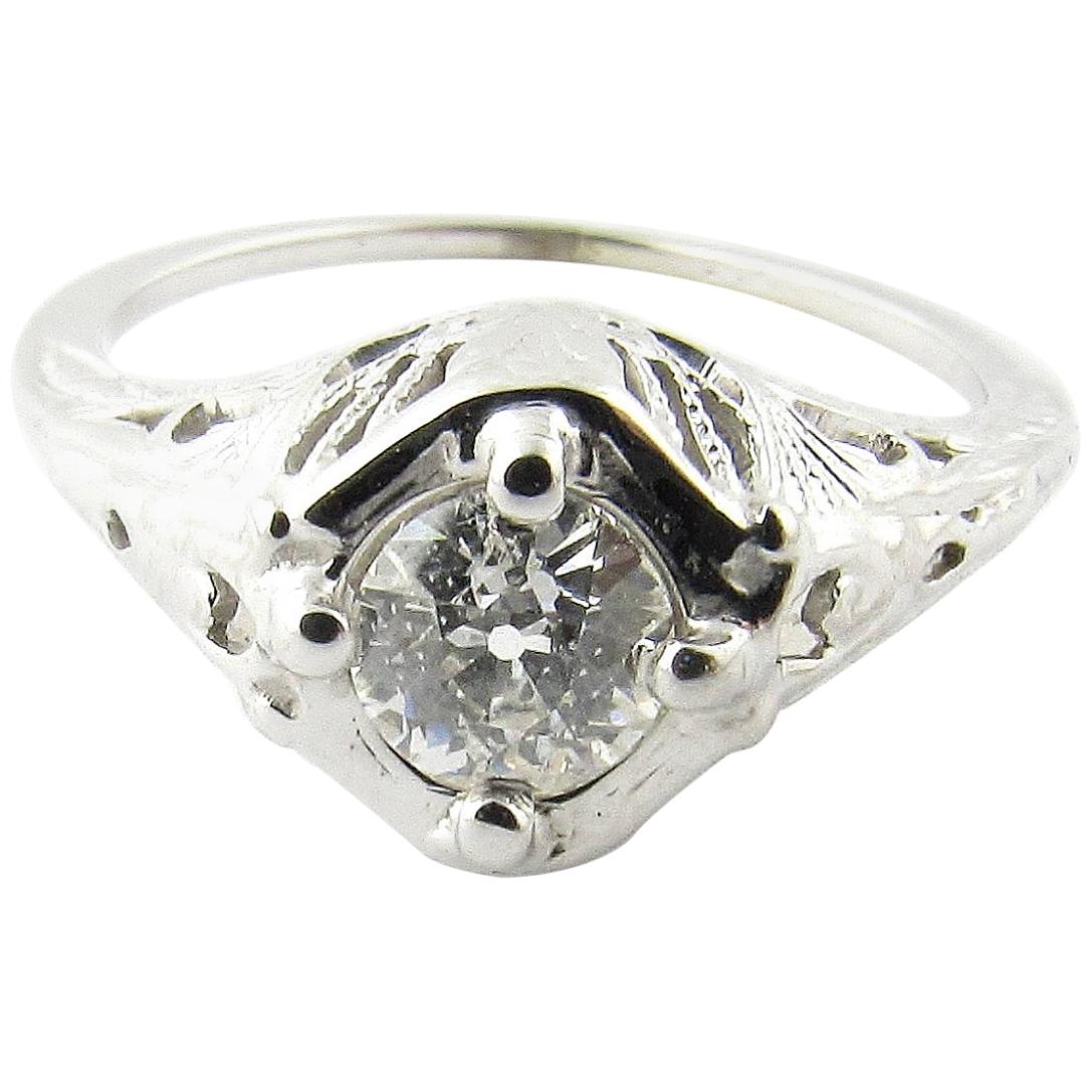 18 Karat White Gold Diamond Engagement Ring For Sale