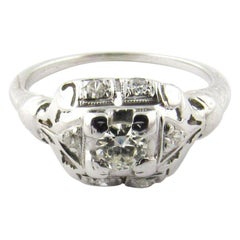 Vintage 18 Karat White Gold Diamond Engagement Ring