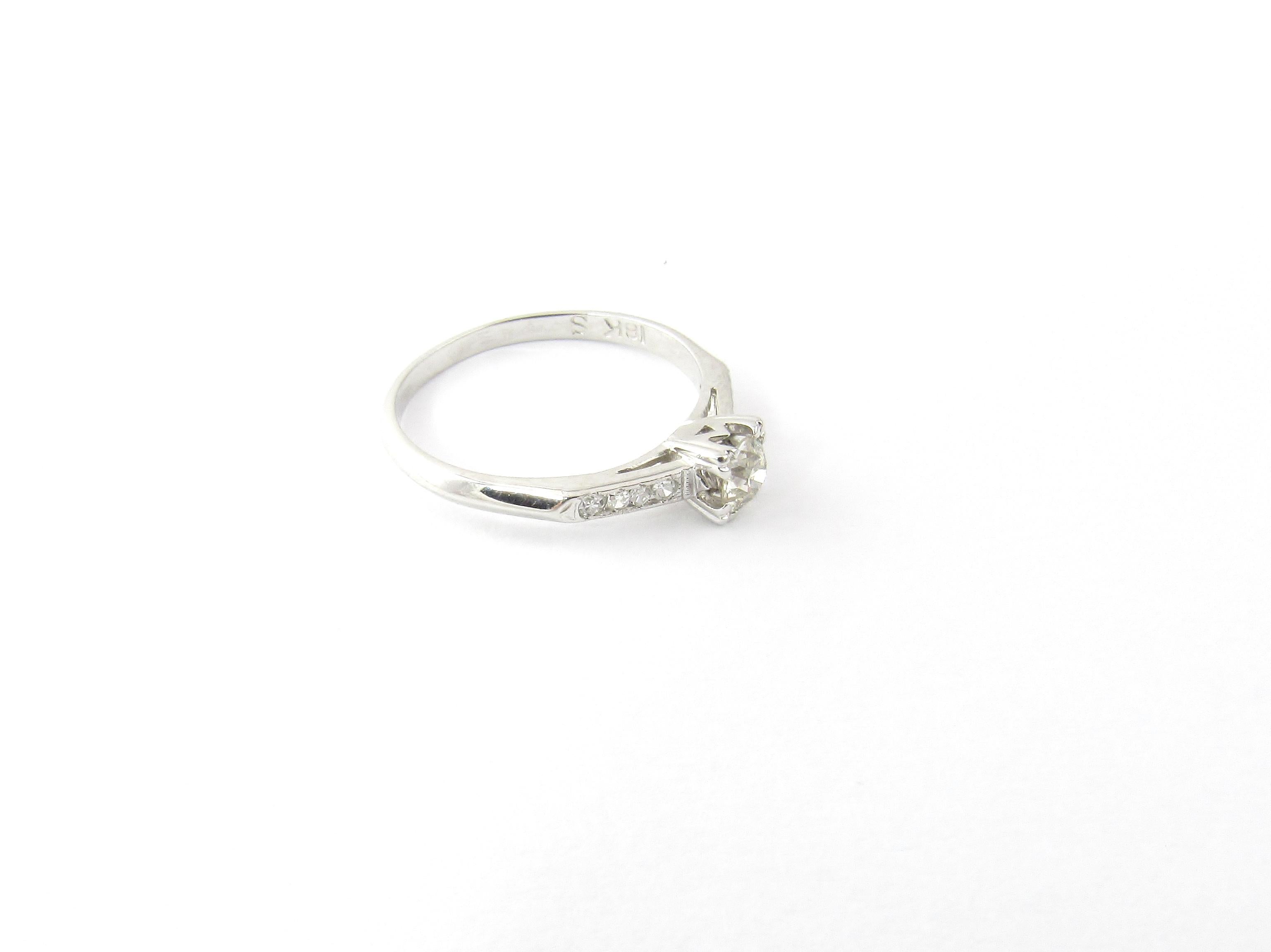 Women's or Men's 18 Karat White Gold Diamond Engagement Ring For Sale