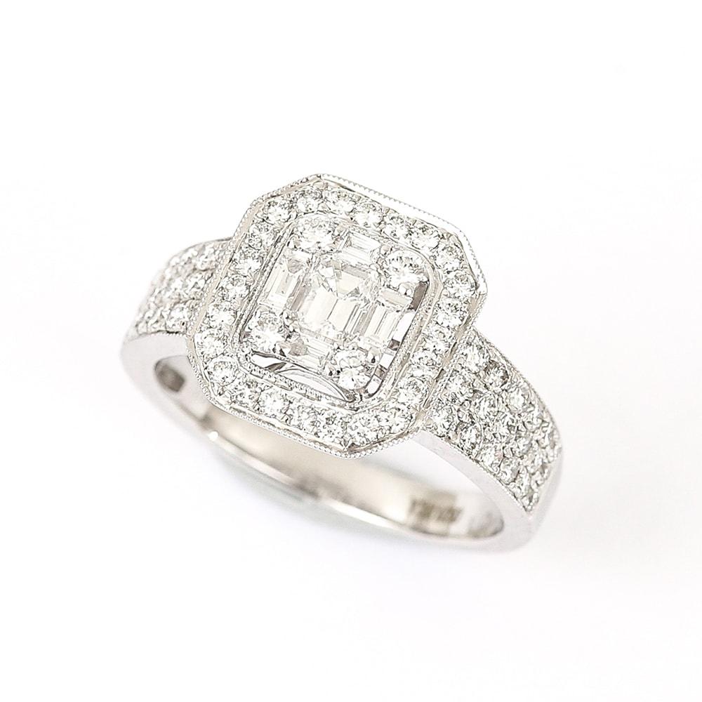 1.32 Carat Diamond 18 Karat White Gold Modern Engagement Ring 3