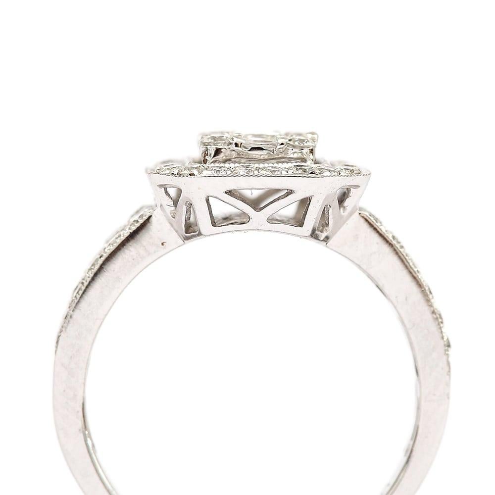 Baguette Cut 1.32 Carat Diamond 18 Karat White Gold Modern Engagement Ring