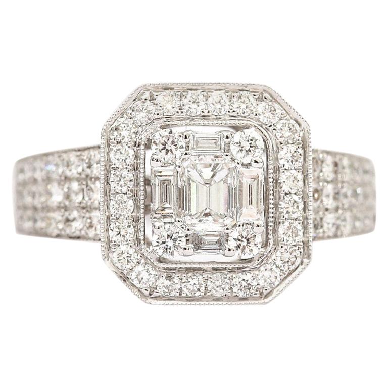 1.32 Carat Diamond 18 Karat White Gold Modern Engagement Ring