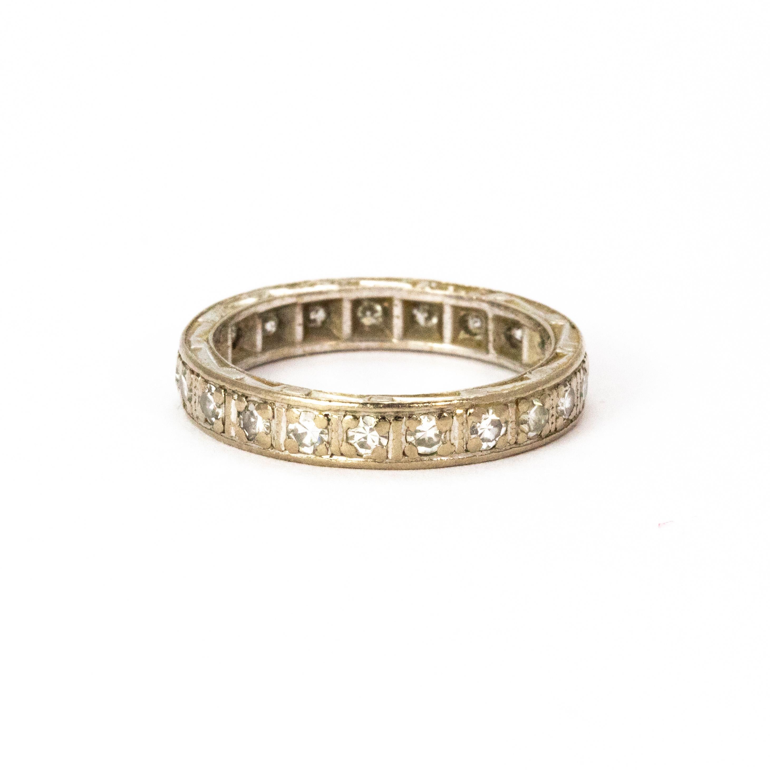 18 Karat White Gold Diamond Eternity Band In Good Condition For Sale In Chipping Campden, GB