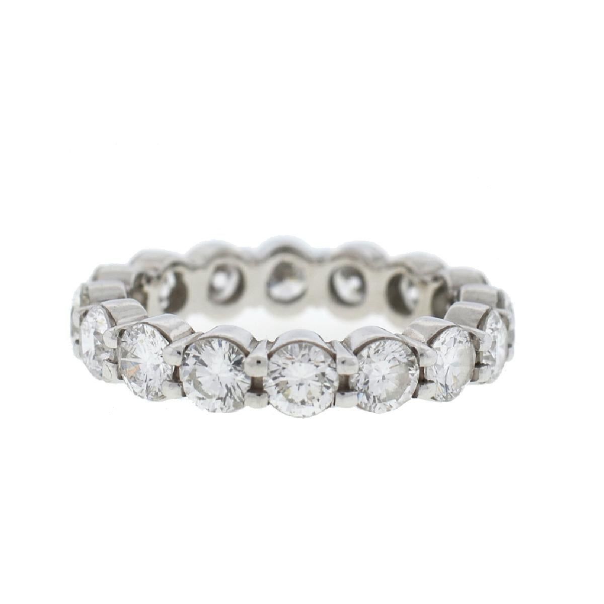 Company-N/A
Style-Diamond Eternity Band Ring 3.75Cts 
Metal-18k White Gold
Size-6.50
Weight-5.89 grams
Stones-Diamonds approx 3.75Cts tw
Sku - 9091-2TMEE