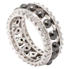 18 Karat White Gold Diamond Eternity Ring with Black Diamonds