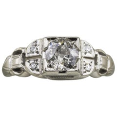 18 Karat White Gold Diamond Fashion Ring Vintage 18 Karat White Gold Diamond Fashion Ring