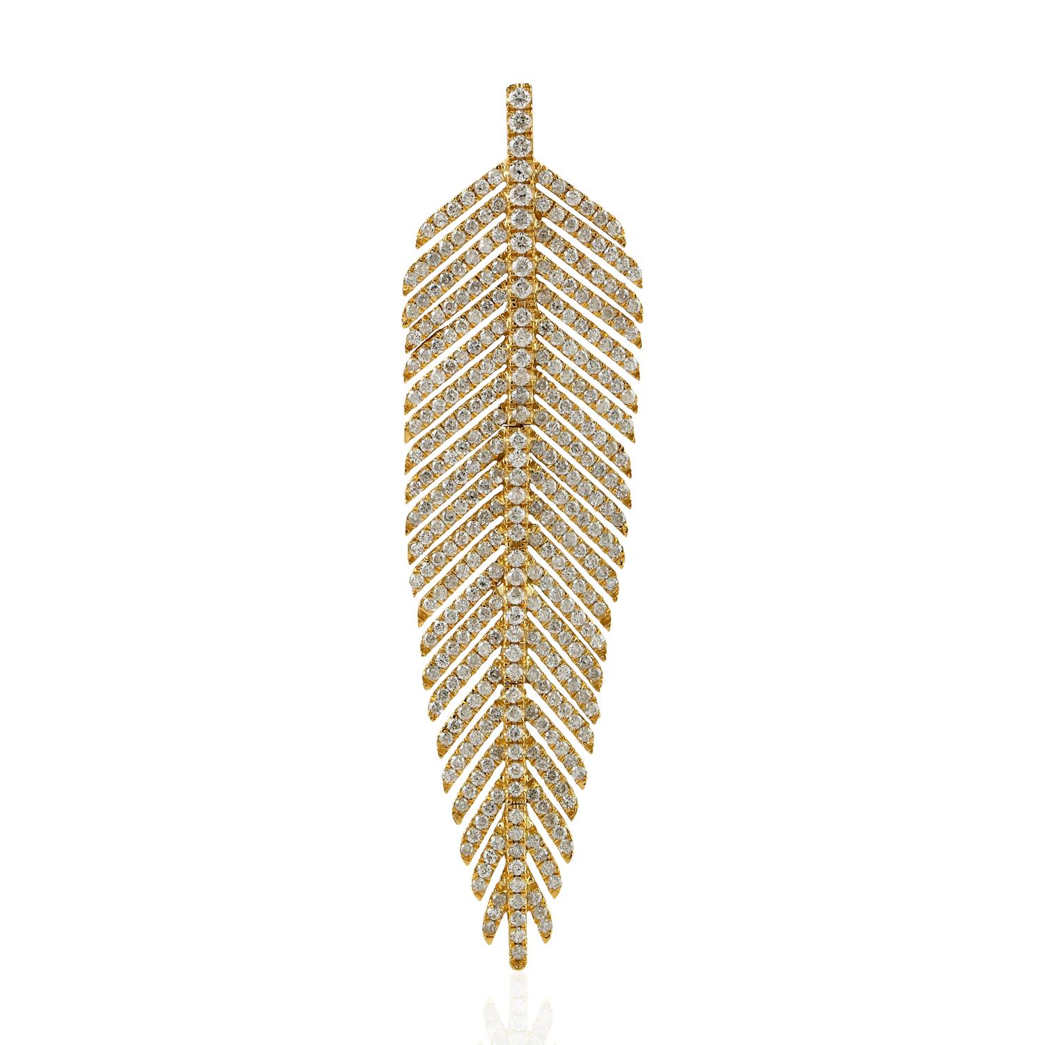 white gold feather pendant