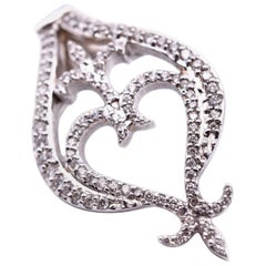 Pendentif Fleur-de-Lis et cœur en or blanc 18 carats et diamants