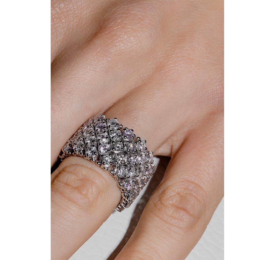 18K white gold elegant flexible band ring is from Dentelle Collection. This beautiful ring is made from natural white diamonds in total of 4.55 Carat. Total metal weight is 14.30 gr. Perfect for any occasion! 

Please note that this piece of