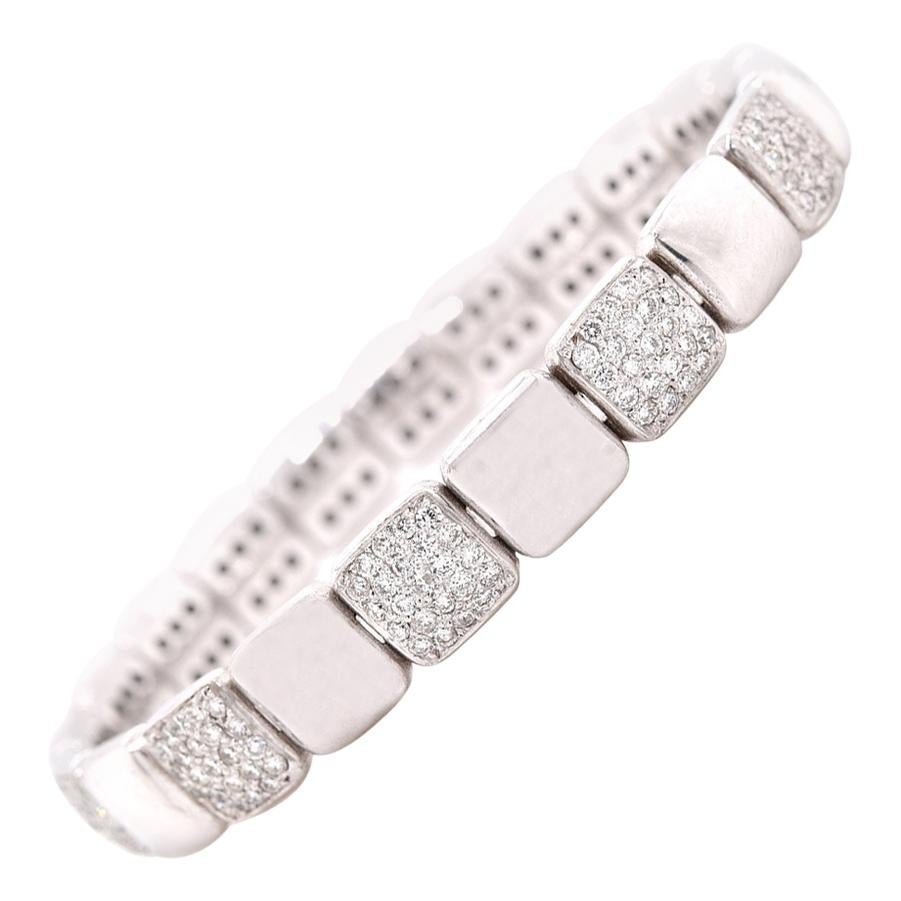 18 Karat White Gold Diamond Flexible Cuff Bracelet