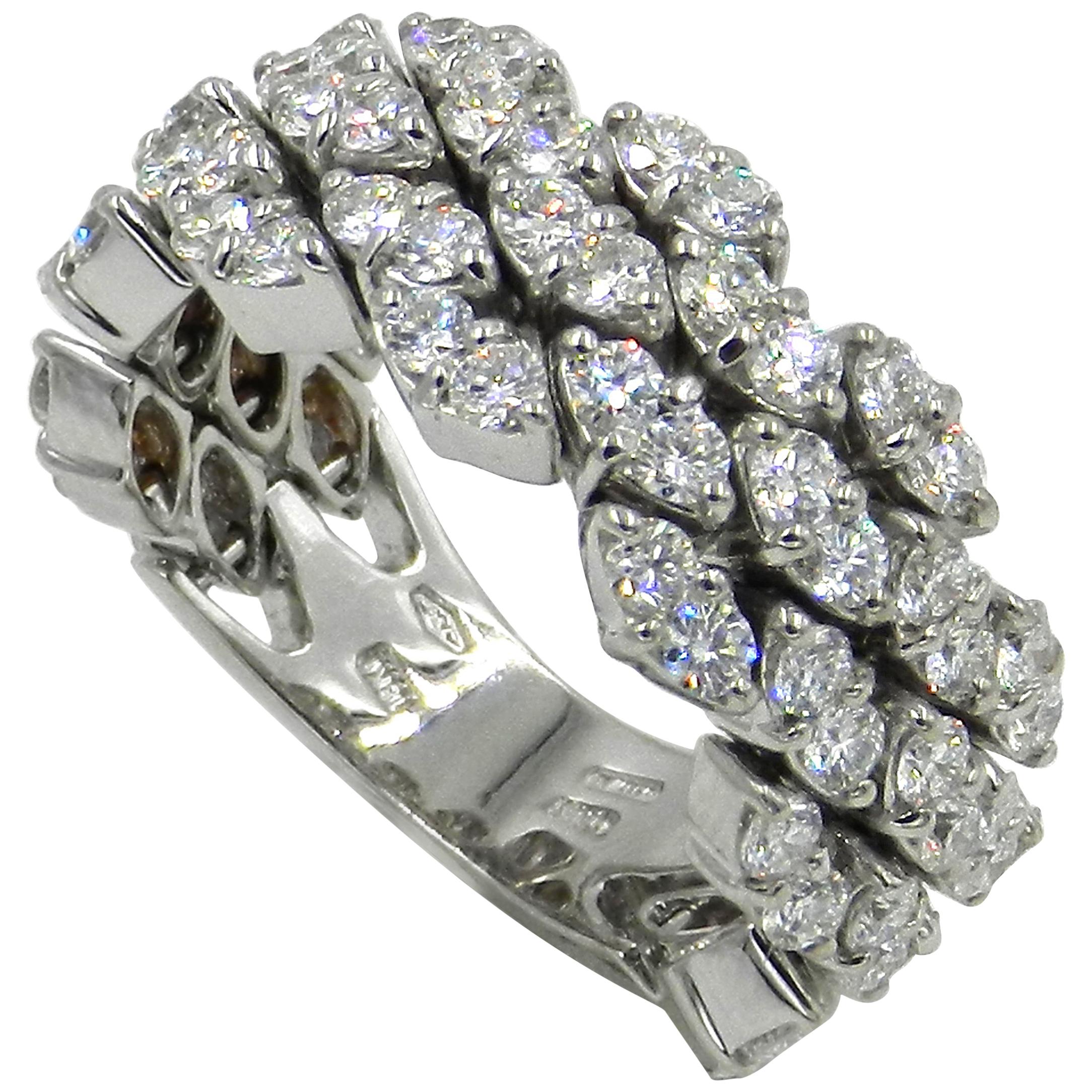 18 Karat White Gold Diamond Flexible Garavelli Ring