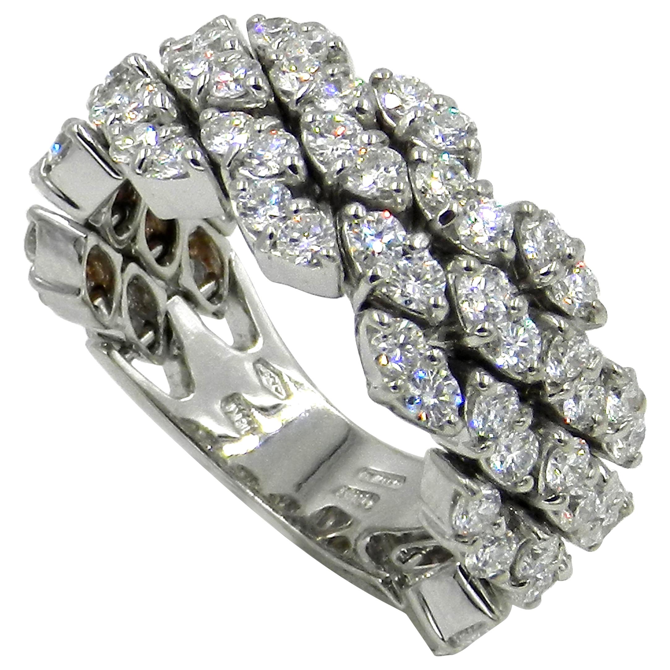 18 Karat White Gold Diamond Flexible Garavelli Ring