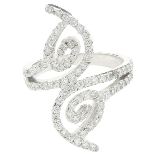 14 Karat Yellow Gold Vintage Diamond and Sapphire Long Finger Ring For ...