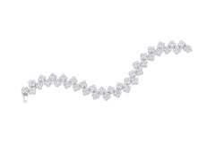 18 Karat White Gold Diamond Flower Bracelet Double Row