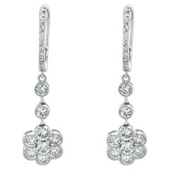 Pendientes Flor de Diamantes de Oro Blanco de 18 Kilates