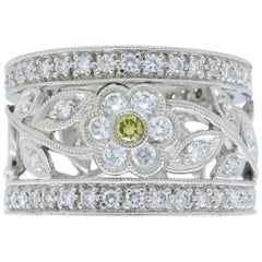 18 Karat White Gold Diamond Flower Eternity Ring