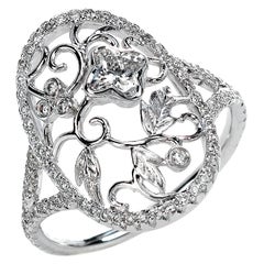 18 Karat Weißgold Diamant-Blumenblatt-Cocktailring, insgesamt 0,62 Karat