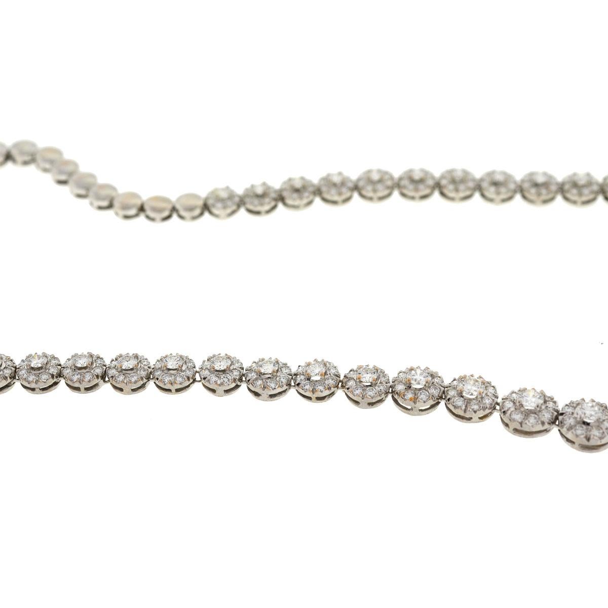18 Karat White Gold Diamond Flower Multi Stone Ladies Approx 10.9 Necklace In Good Condition In Boca Raton, FL
