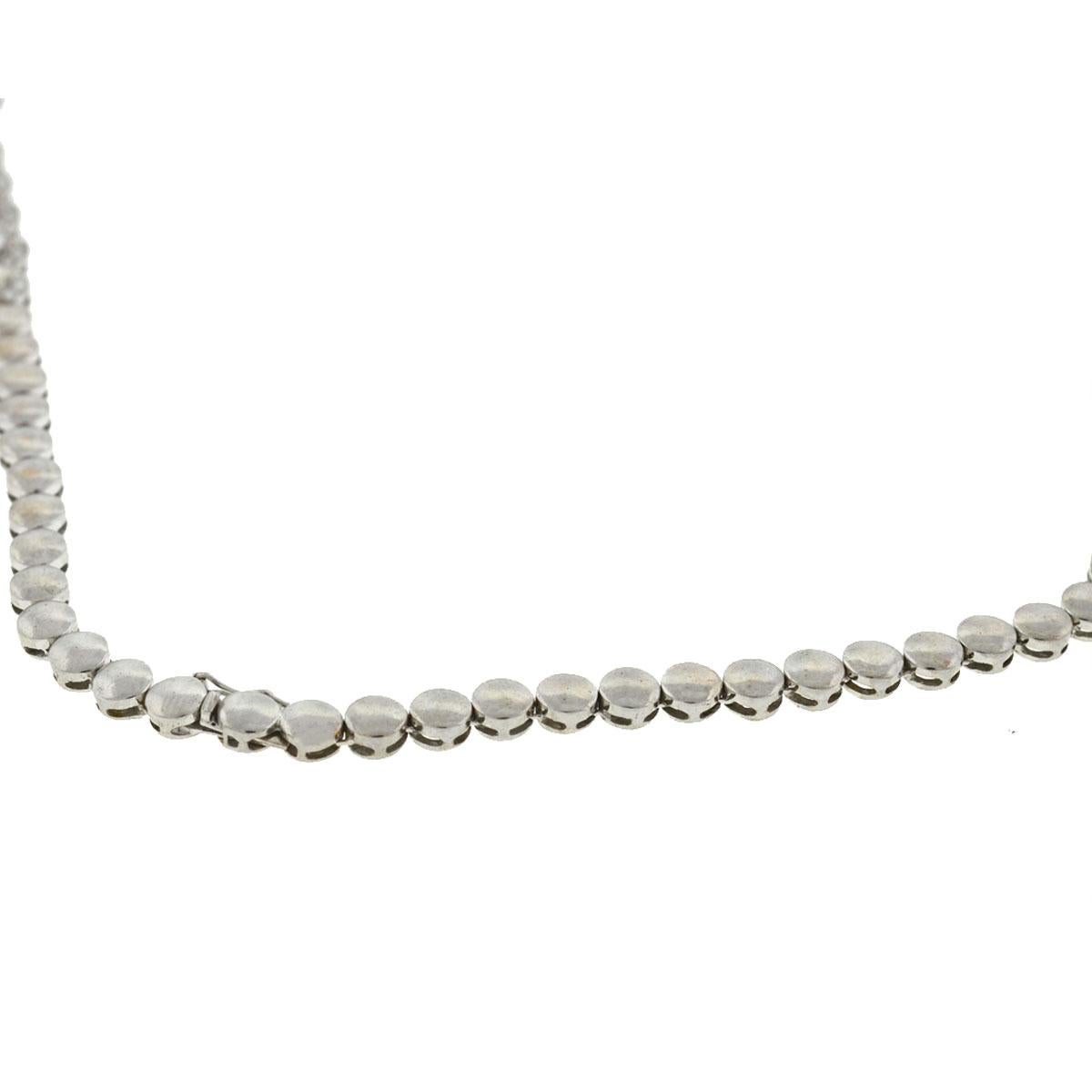 Women's 18 Karat White Gold Diamond Flower Multi Stone Ladies Approx 10.9 Necklace