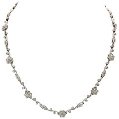 18 Karat White Gold Diamond Flower Necklace