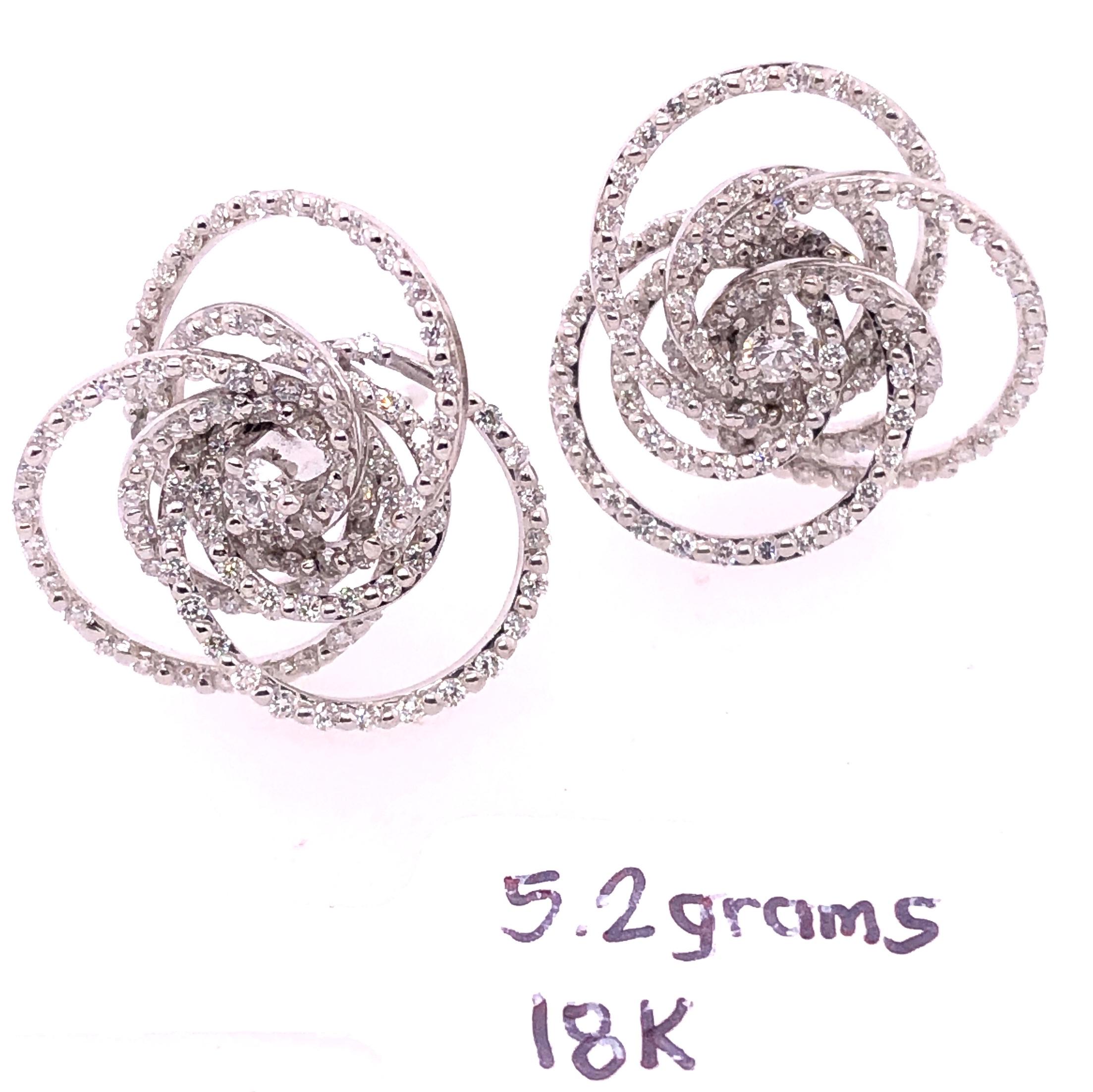 18 Karat White Gold Diamond Flower Swirl Stud Earrings by H2 at Hammerman For Sale 5