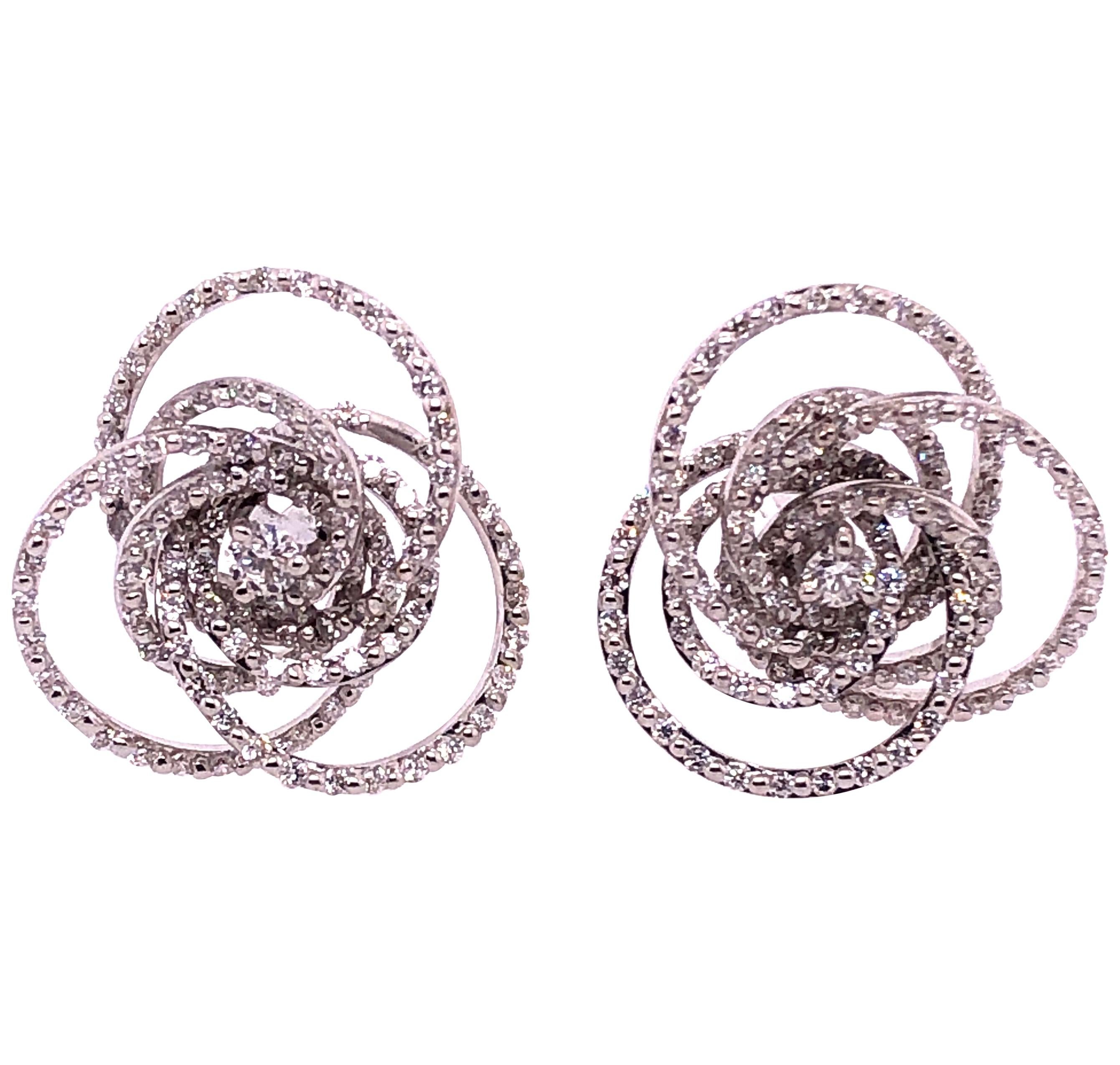 18 Karat Weißgold Diamant-Blumenwirbel-Ohrstecker von H2 at Hammerman
