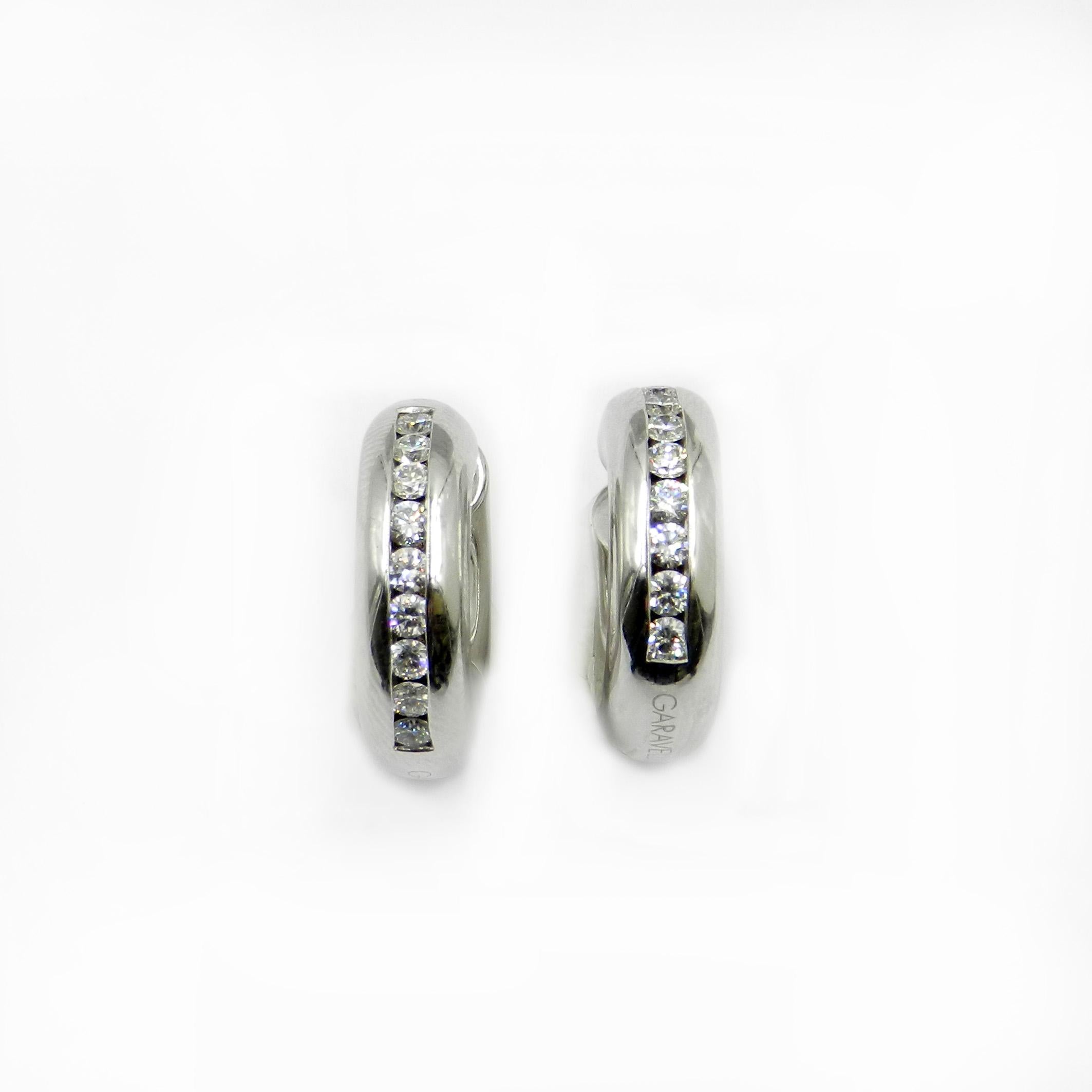 18 Karat White Gold Diamond Garavelli Huggie Earrings 1