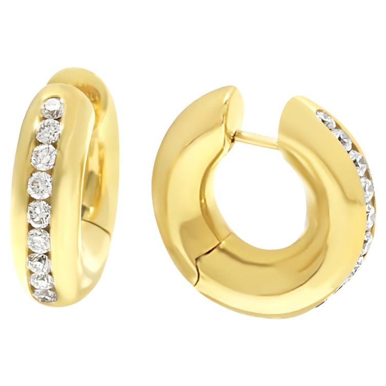 18 Karat Gelbgold Diamant Garavelli Huggie-Ohrringe im Angebot