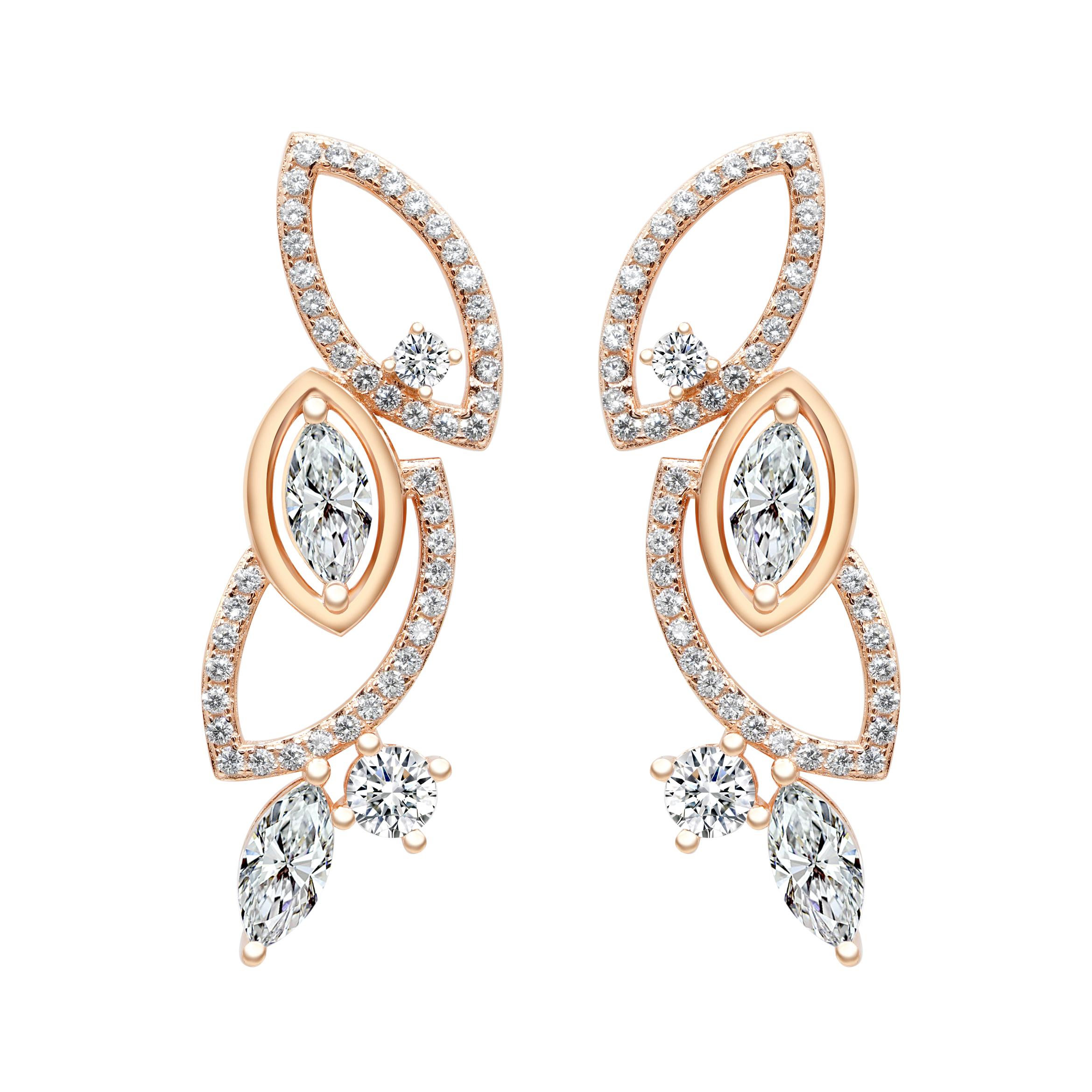 Women's or Men's 18 Karat White Gold Diamond Garden Earrings For Sale