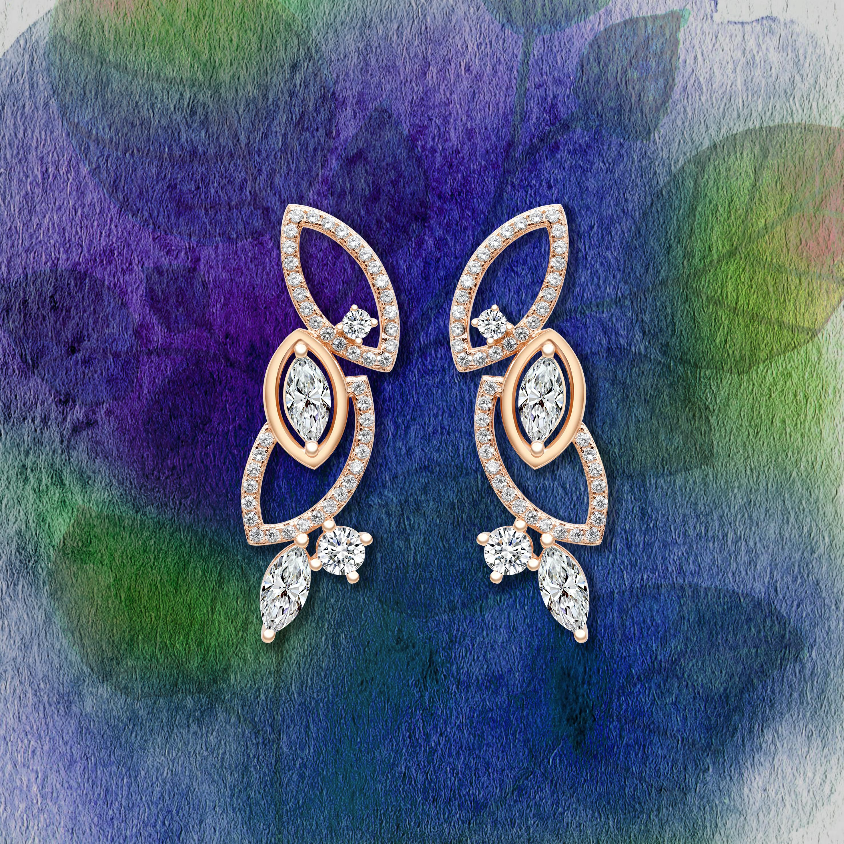 18 Karat White Gold Diamond Garden Earrings For Sale 1