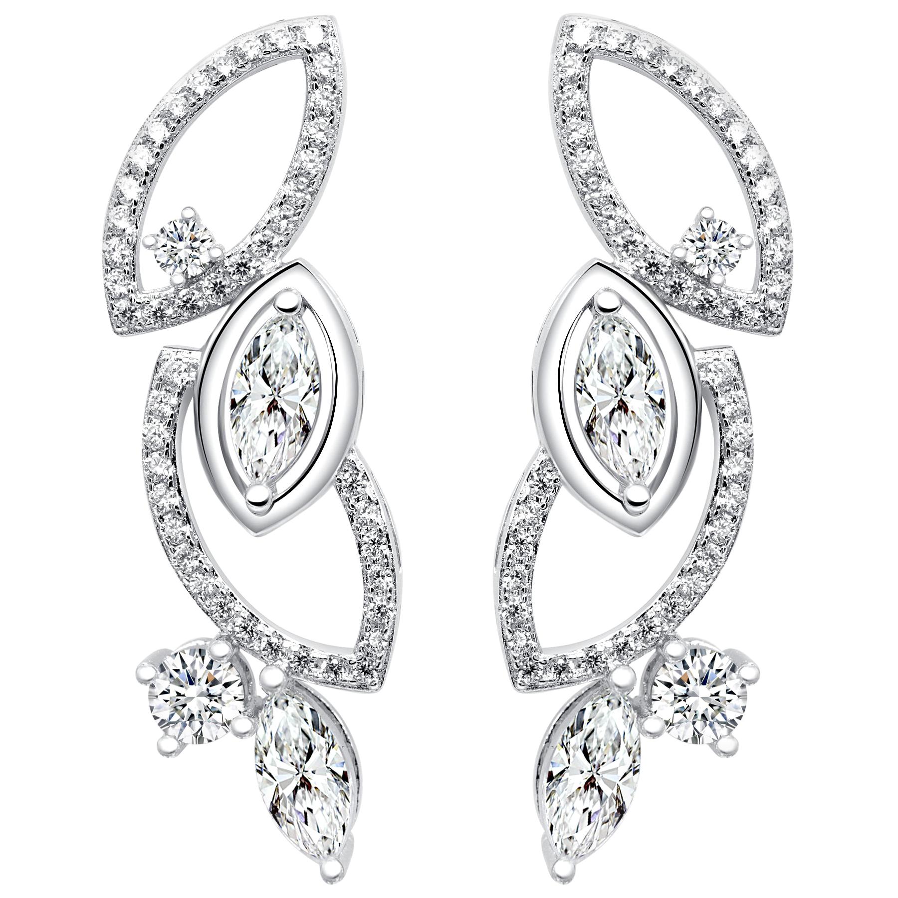 18 Karat White Gold Diamond Garden Earrings
