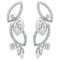 18 Karat White Gold Diamond Garden Earrings