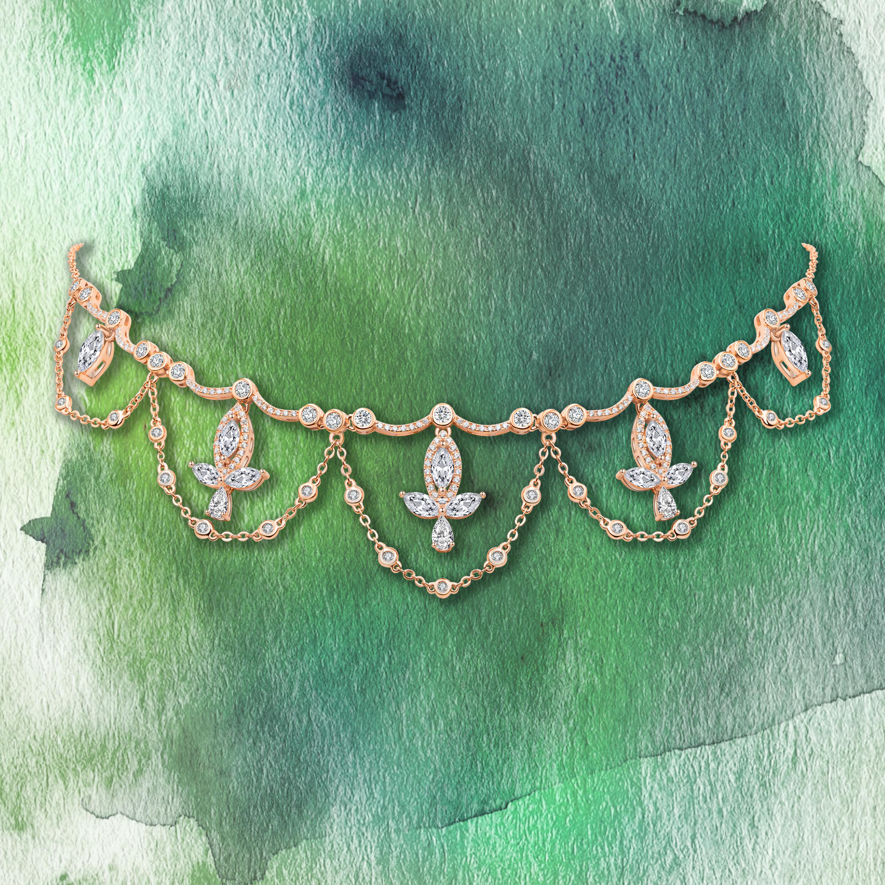 18 Karat Weißgold Diamant-Grand-Leaf-Halskette im Angebot 1