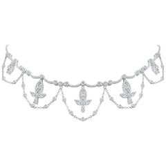 18 Karat White Gold Diamond Grand Leaf Necklace