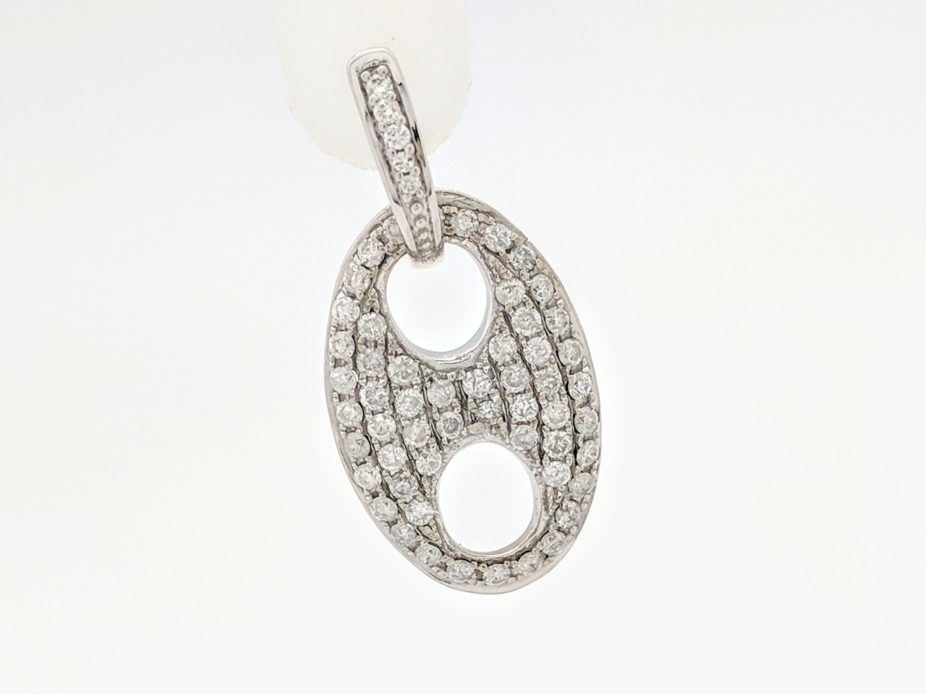 You are viewing a Beautiful Pair of Custom Diamond Gucci Link Earrings.

These earrings are crafted from 18k white gold and weigh 7.6 grams. We custom made these earrings from a very long necklace that we removed extra links from. The lever backs