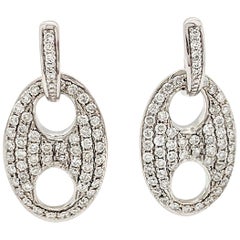18 Karat White Gold Diamond Gucci Link Earrings