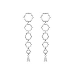 18 Karat White Gold Diamond Halo Drop Earrings